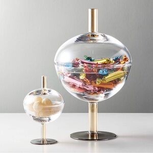 CB2 Gold and Clear Glass Display Jar